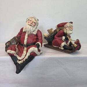 Limited Edition Signed Dated Frank Creech Rare Santa Resin Sculpture Set Vintage